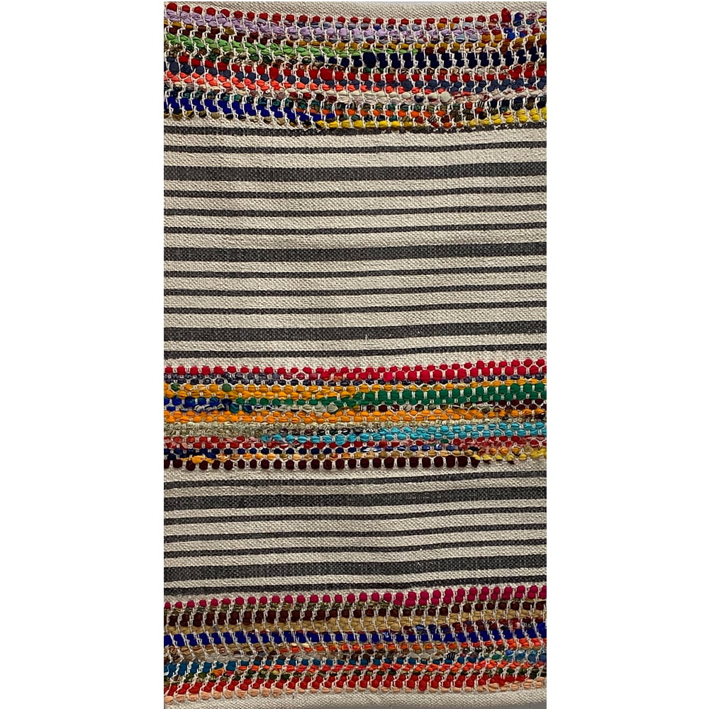 2x3 Rugs Color Blocks LR Home Striped Chindi Color Block Accent Reversible Rug, Multi, 2 ft ...