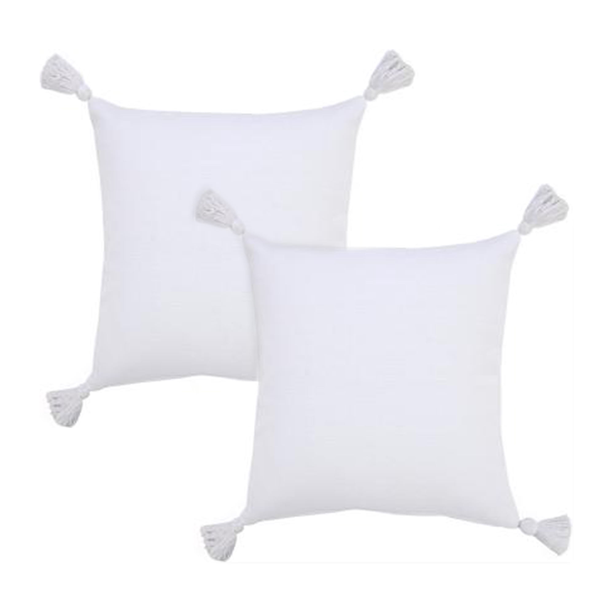 LR Home Sundry Solid Transitional Cotton Throw Pillows, White, 20" x 20", Set of 2
