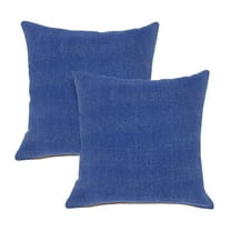 LR Home Tatum Set of 2 20" x 20" Blue Solid Cotton Adult Decorative Throw Pillow Set