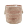thumbnail image 1 of LR Home Textured Stripe Round Cotton 19" Storage Basket with Handles, Coral/White, 1 of 9