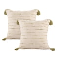 thumbnail image 1 of Laddha Home Designs Handwoven Reversible Striped Throw Pillow - 20" - Beige and Green - Set of 2, 1 of 4