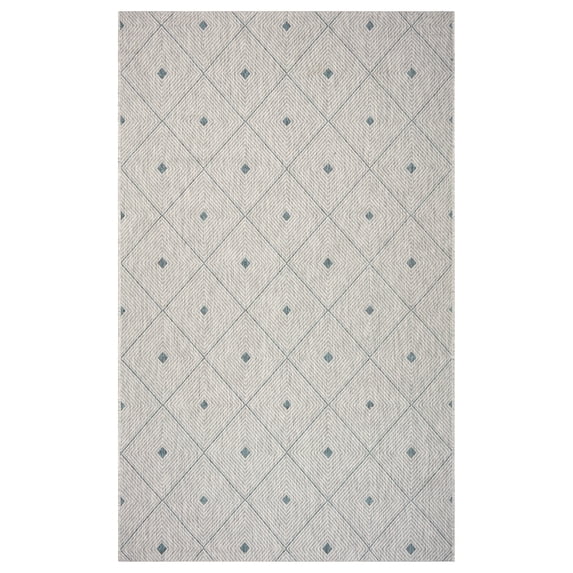 LR Home Victoria 2' x 3' Blue/Gray Diamond Indoor/Outdoor Area Rug