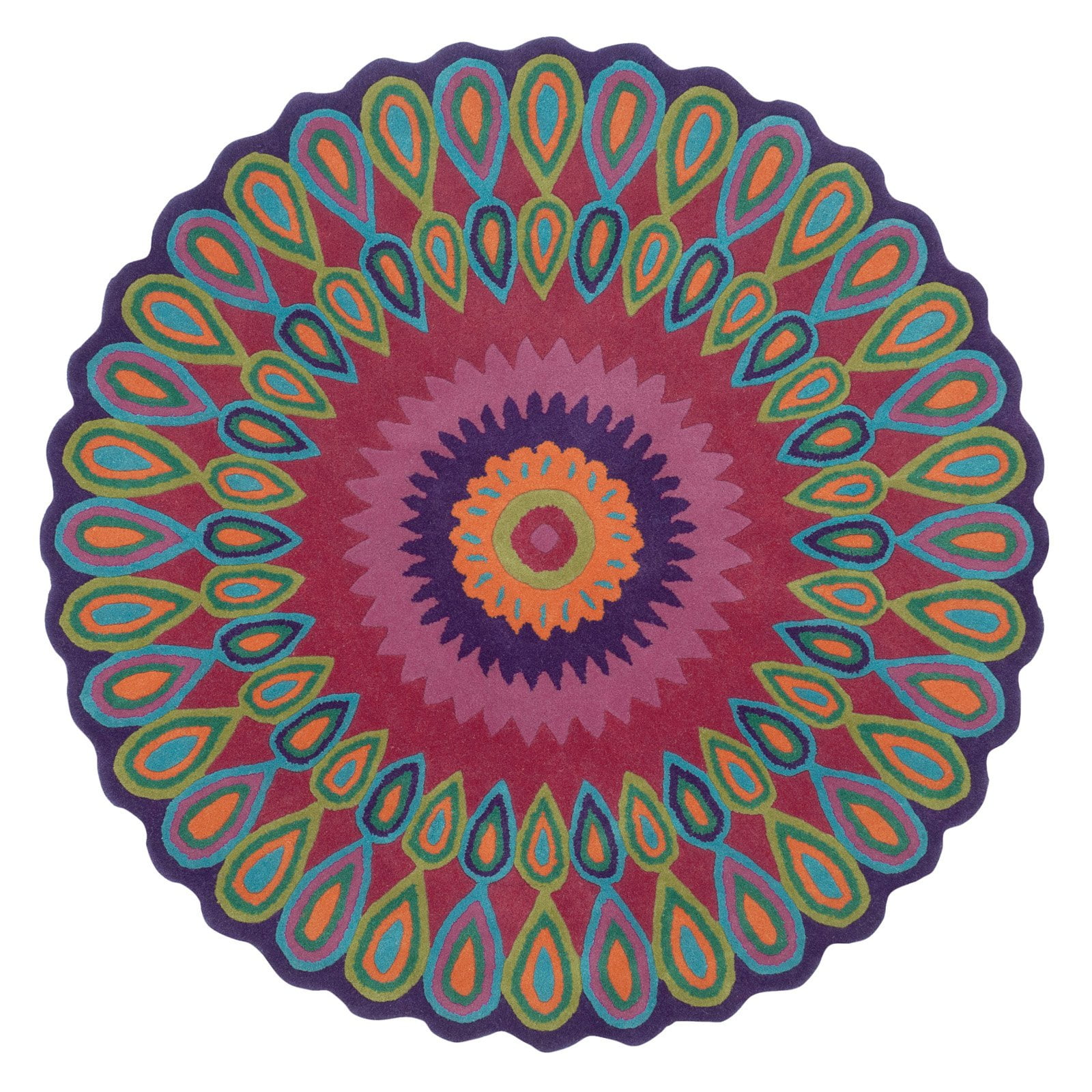 Free Shipping! LR Home Wren 3' Round Pink Peacock Medallion Tufted Wool ...