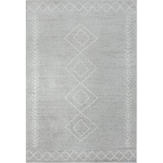 LR Home and Evette Rios Carmen 5' x 7' Gray/White Diamond Stain Resistant Indoor Area Rug