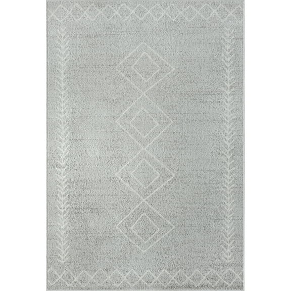 LR Home and Evette Rios Carmen 5' x 7' Gray/White Diamond Stain Resistant Indoor Area Rug