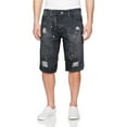 thumbnail image 1 of LR Scoop Men's Moto Quilted Distressed Painted Skinny Slim Fit Jean Denim Shorts (RPM Black,32), 1 of 2