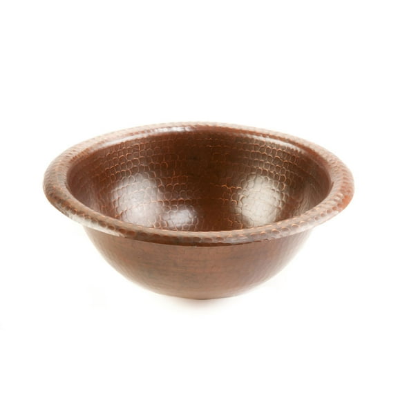 LR12RDB Small Round Self Rimming Hammered Copper Sink