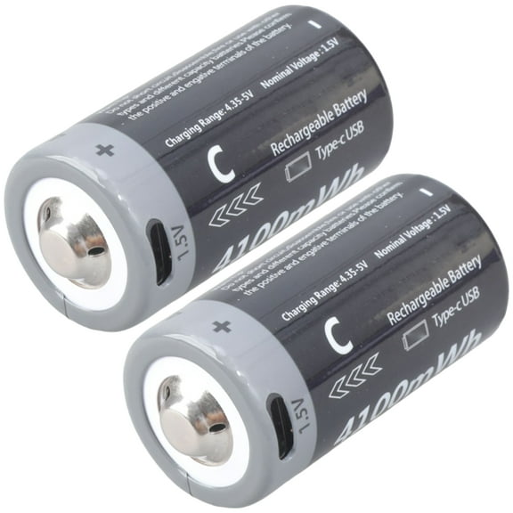 LR14 C Batteries Lithium USB C Rechargeable C Cell Batteries 2H Fast Charging Safety Circuit Sustainable Power Supply