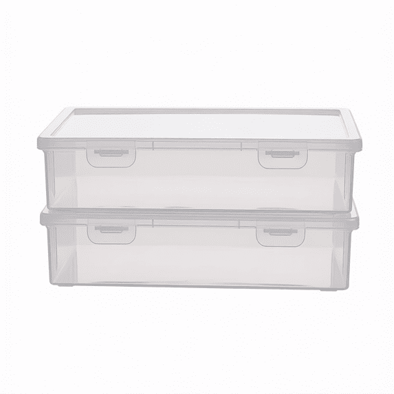 LRAIN 2 Pack Clear Plastic Paper File Storage Boxes Document Carrying ...