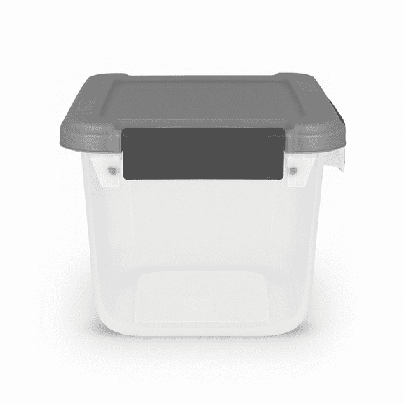 LRAIN 6.5 Qt Flat-Lid Storage Bin with Lid, Stackable Plastic Storage Container, Organizer for Home, Office & Classroom, 8 Pack, Gray