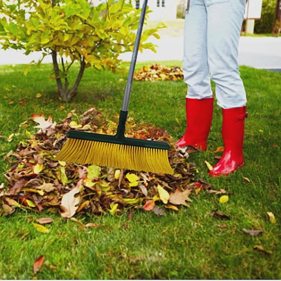 LRB4419 Leaf Turf Broom 16" W x 55" H for Lawns Yard Artificial Grass Rake Heavy Duty for Leaves, Lawns, Carpet Rake & Groomer (Curved Bristle)