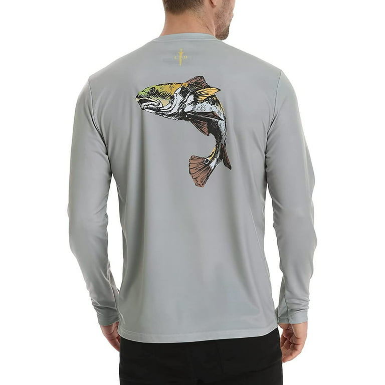 LRD Fishing Shirts for Men Long Sleeve UPF 50 Sun Protection Performance  Shirt Redfish Gray - XXXL