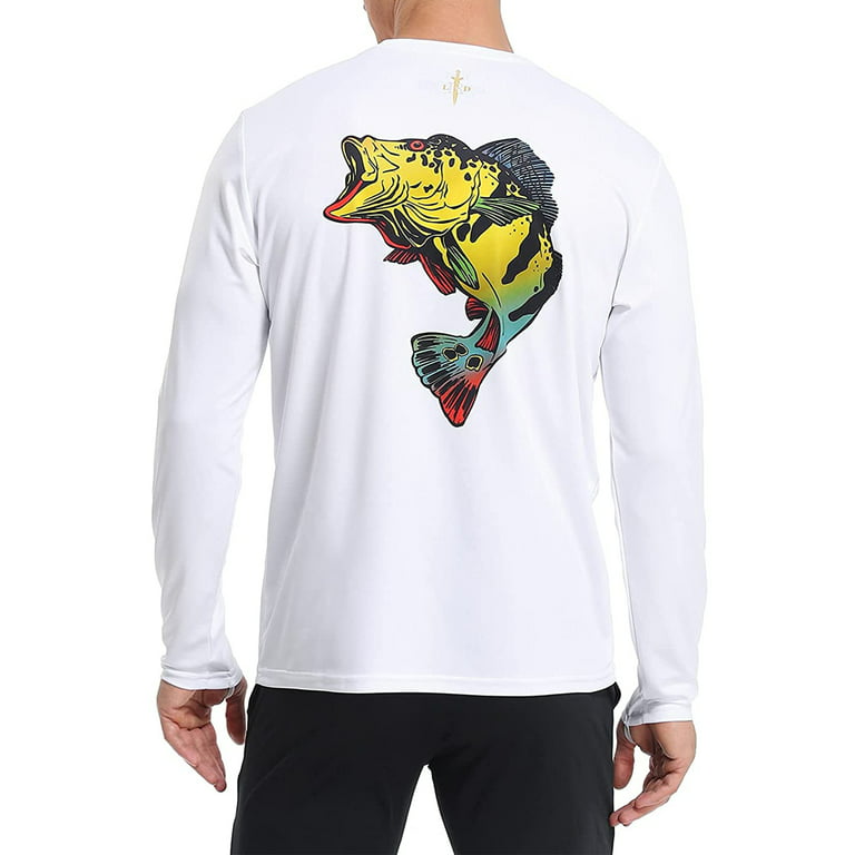 LRD Fishing Shirts for Men UPF 50 Sun Protection Long Sleeve Shirt White XL