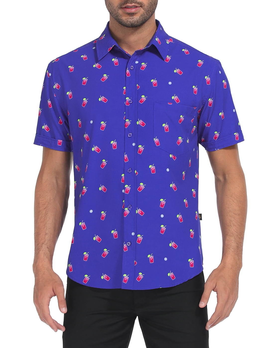 mens novelty dress shirts LRD Men's Novelty Casual Button Down Shirt Short Sleeve Hawaiian Dress  Shirts Transfusion - L