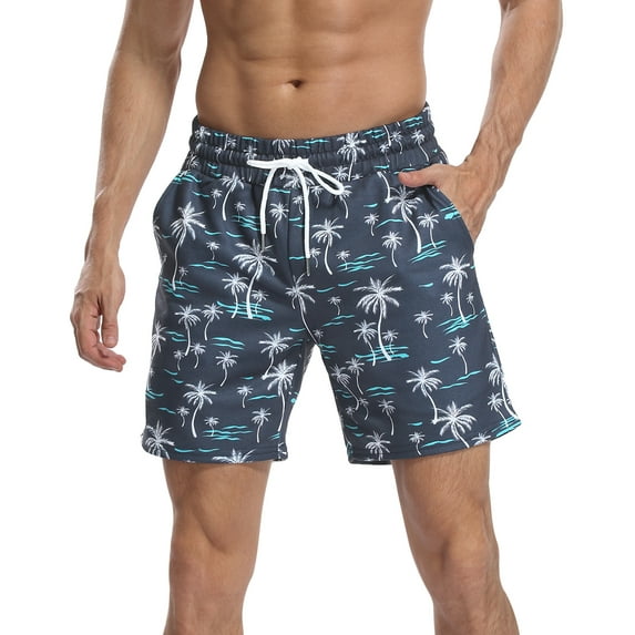 LRD Men's Sweat Shorts with 7 inch Inseam Palm Trees - XXL