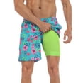 thumbnail image 1 of LRD Men's Swim Trunks with Compression Liner 7 Inch Inseam Gettin' Tropical / Lime XXL, 1 of 5