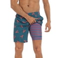 Kdxio Pale Blue Lotus Flowers Print Men'S Swim Trunks With Compression Liner 7 Inch Inseam Quick Dry Swim Shorts