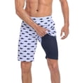 thumbnail image 1 of LRD Men's Swim Trunks with Compression Liner 9 Inch Inseam Board Short Shark Stripe / Navy L, 1 of 6