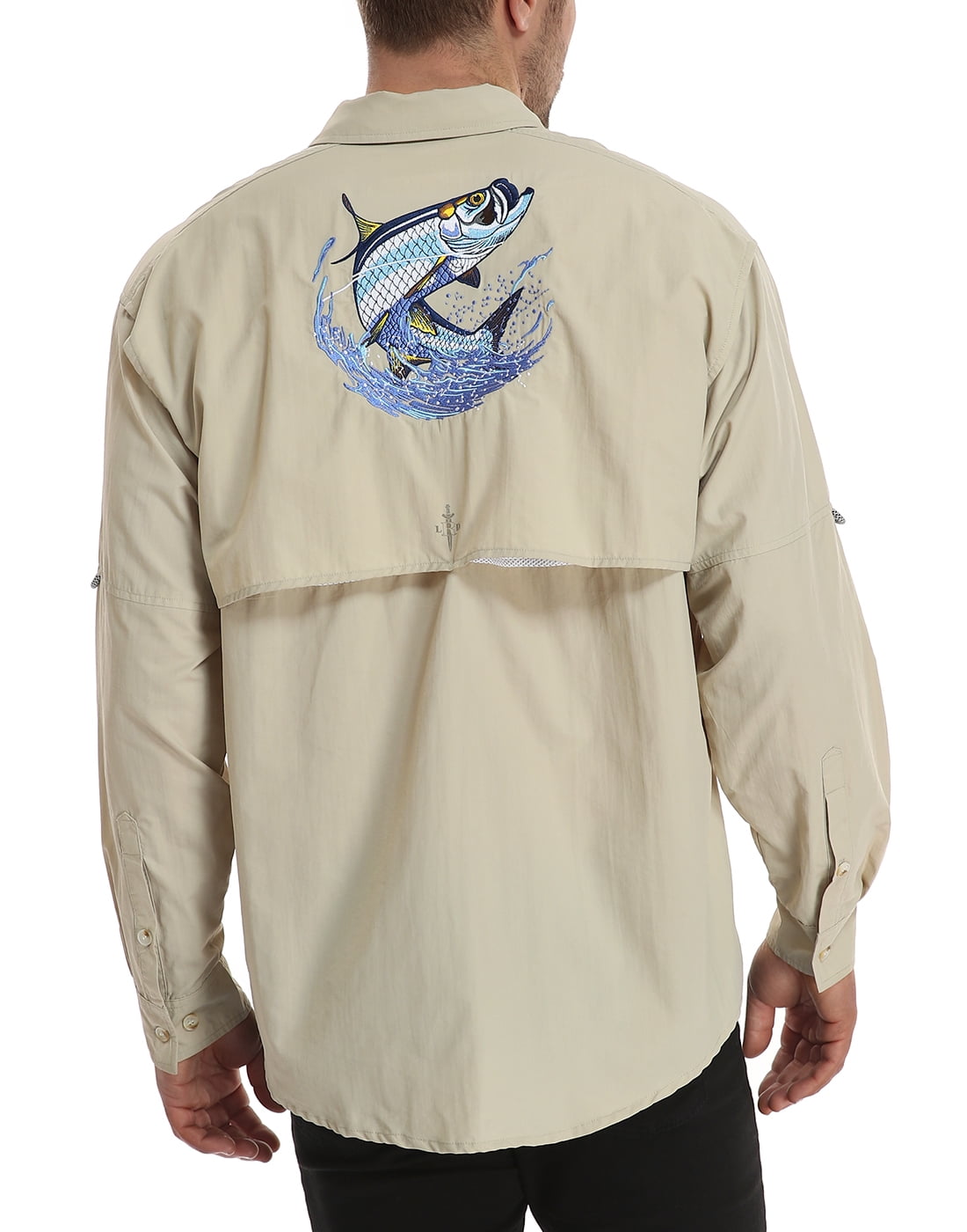 LRD Men's UPF 30 Long Sleeve Button Down Fishing Shirts Tarpon 3XL 