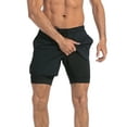 thumbnail image 1 of LRD Men's Workout Shorts with Compression Liner 5 Inch Inseam Black / Black L, 1 of 6