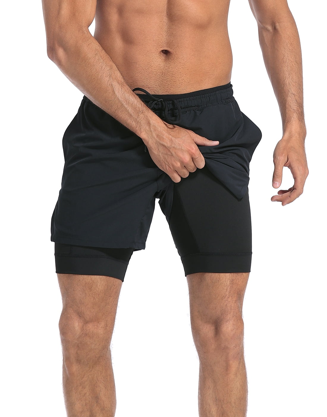 LRD Men's Workout Shorts with Compression Liner Inch Inseam