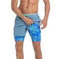 thumbnail image 1 of LRD Men's Workout Shorts with Compression Liner 5 Inch Inseam Blue / Neon Palms M, 1 of 6