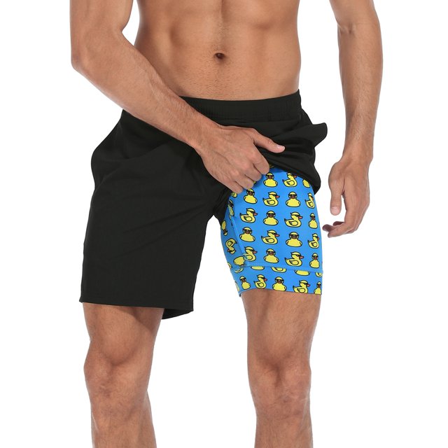 LRD Mens Athletic Workout Shorts with Compression Liner 7 inch Inseam