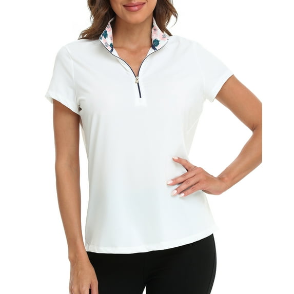LRD Women's Short Sleeve Golf Polo Shirts UPF 30 White - XS