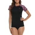 thumbnail image 1 of LRD Women's Short Sleeve Rash Guard Shirts UPF 50 Swim Shirt Black Hibiscus - XL, 1 of 6