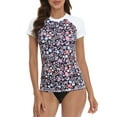 thumbnail image 1 of LRD Women's Short Sleeve Rash Guard Shirts UPF 50 Swim Shirt Dark Ditsy Floral - S, 1 of 6