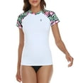 thumbnail image 1 of LRD Women's Short Sleeve Rash Guard Shirts UPF 50 Swim Shirt Tropical Zebra - S, 1 of 6