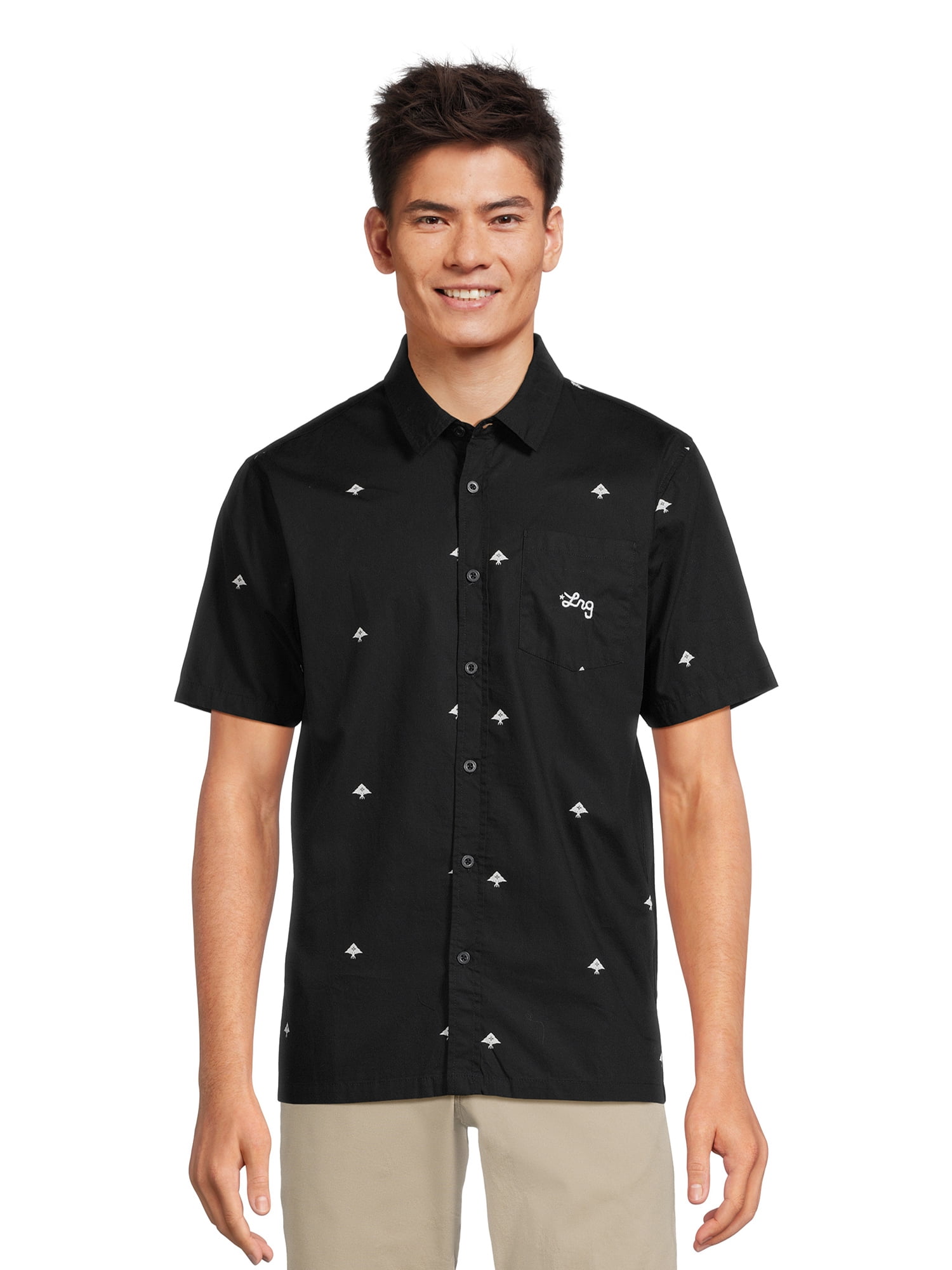 LRG Men's Print Button Up Shirt with Short Sleeves, Size S-XL