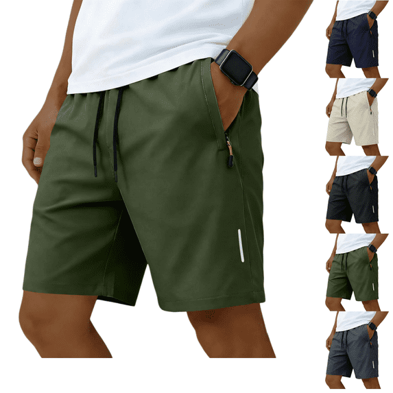 LRGSHF Athletic Shorts for Men Quick Dry Drawstring Breathable Short Pants Workout Summer Gym Short Trousers with Zipper Pockets