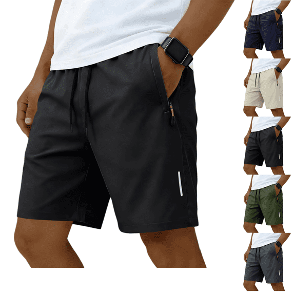 LRGSHF Athletic Shorts for Men Quick Dry Drawstring Breathable Short Pants Workout Summer Gym Short Trousers with Zipper Pockets