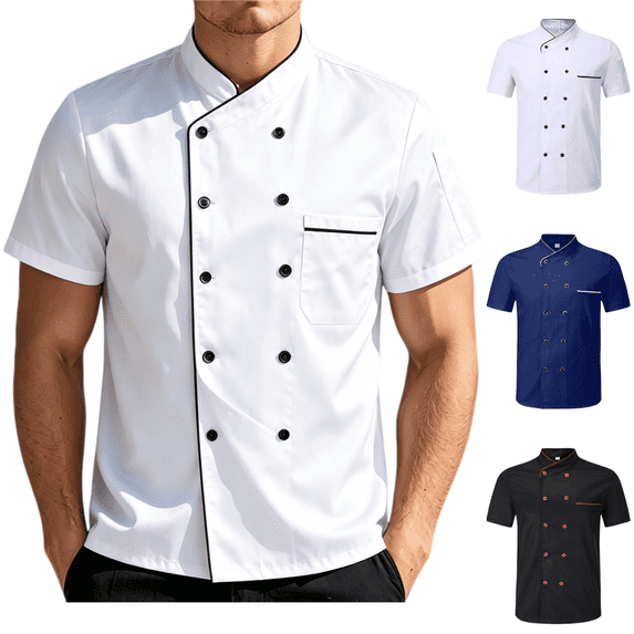LRGSHF Chef Shirt Women Men Lightweight Unisex Short Sleeve Kitchen Work Breathable Clothes Stretch Soft Chef Tops
