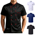 thumbnail image 1 of LRGSHF Chef Shirt Women Men Lightweight Unisex Short Sleeve Kitchen Work Breathable Clothes Stretch Soft Chef Tops, 1 of 4
