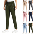 thumbnail image 1 of LRGSHF Comfy Pants Fit for Women Stretch Active Pant, Elastic Drawstring Waist Breathable Casual Pants with Pockets, 1 of 5