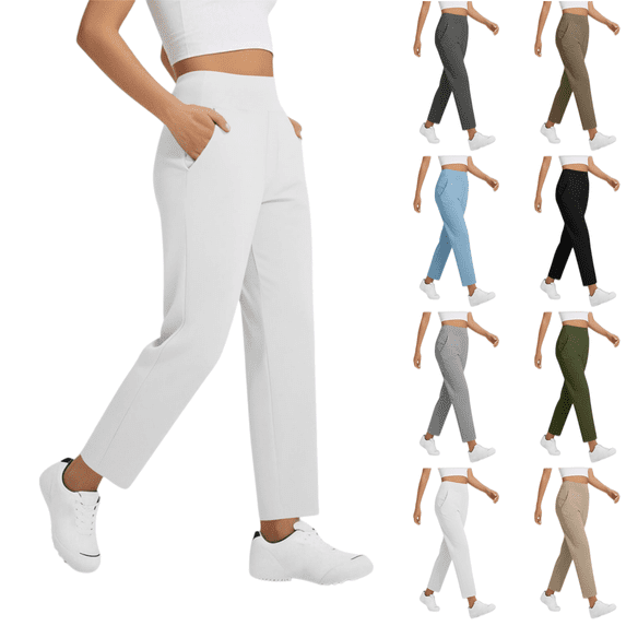 LRGSHF Golf Pants for Women Comfortable High Waisted Slacks with Side Pockets