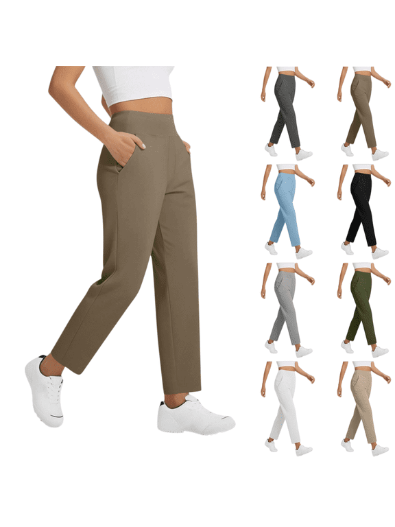 Golf Pants for Women Comfortable High Waisted Slacks with Side Pockets