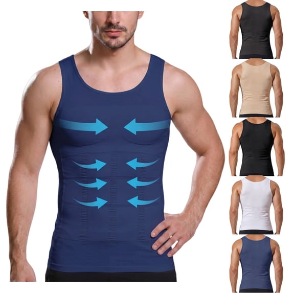 LRGSHF Gynecomastia Compression Shirts Mens Slimming Tank Top Summer Breathable Lightweight Athletic Gym Mens Shapewear Sleeveless Tummy Control Undershirts