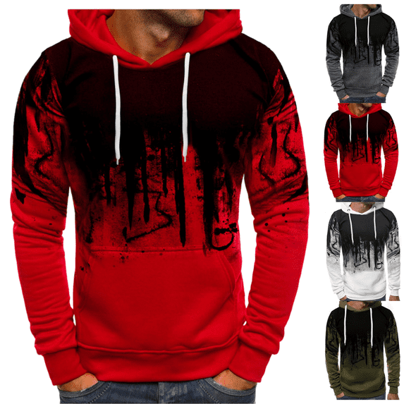 LRGSHF Hoodies for Men Graffiti Graphic Print Long Sleeve Hooded Sweatshirt with Drawstrings Comfortable Lightweight Pullover with Kangaroo Pocket Fall Winter Warm Streetwear Tops