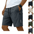 thumbnail image 1 of LRGSHF Men Lightweight Zipper‑Pocket Sport Shorts, Elastic Drawstring Knee‑Length Athletic Shorts, Moisture‑Wicking Casual Workout Shorts, 1 of 5