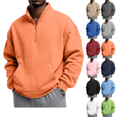 thumbnail image 1 of LRGSHF Men Loose Quarter Zip Stand Collar Pullover Sweatshirt, Solid Color Long‑Sleeve Top with Pocket, Fall Winter Warm Casual Sweatshirt for Men Daily Commute Street Wear, 1 of 7