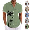 thumbnail image 1 of LRGSHF Men's Short Sleeve Button Down Shirts Palm Tree Tops Summer Basic Soft Tropical Beach Blouse with Chest Pocket Breathable Lightweight Vacation Shirt, 1 of 5