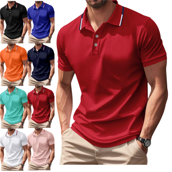 LRGSHF Men's Summer Polo Shirts Short Sleeve Solid Color Basic Golf Work Collared T Shirts Quick Dry Lightweight Comfortable Tops
