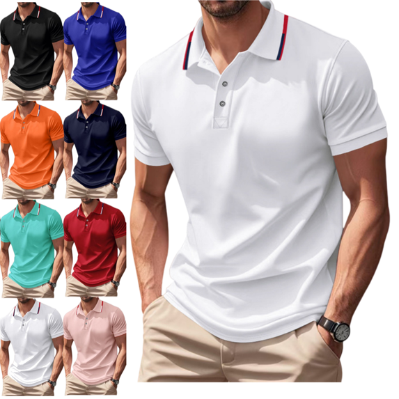 LRGSHF Men's Summer Polo Shirts Short Sleeve Solid Color Basic Golf Work Collared T Shirts Quick Dry Lightweight Comfortable Tops