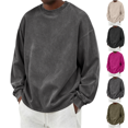 thumbnail image 1 of LRGSHF Mens Acid Wash Vintage Sweatshirt Relaxed Fit Crewneck Pullover Ribbed Collar Cuffs Long Sleeve Casual Drop Shoulder Y2K Streetwear Top Fall Winter Clothes, 1 of 9