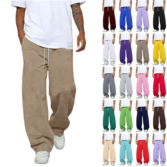LRGSHF Mens Baggy Sweatpants Baggy Casual Wide Leg Sweat Pants Athletic Workout Joggers with Pockets