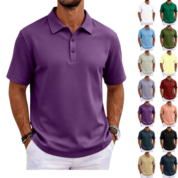 LRGSHF Mens Polo Shirts Short Sleeve Classic Summer Casual Lightweight Top Breathable Soft Fabric Daily Office T-Shirts