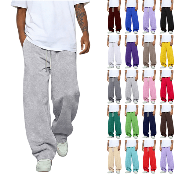 LRGSHF Mens Sweatpants Baggy with Elastic Drawstring Waist Wide Leg Trousers Casual Loose Sweatpant with Pockets